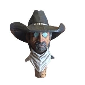 Rustic Cowboy Bottle Stopper - Brown Hat and White Bandana